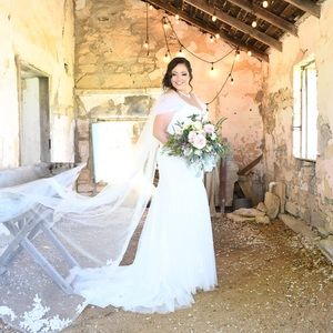 Gorgeous mermaid wedding dress with off shoulder and veil